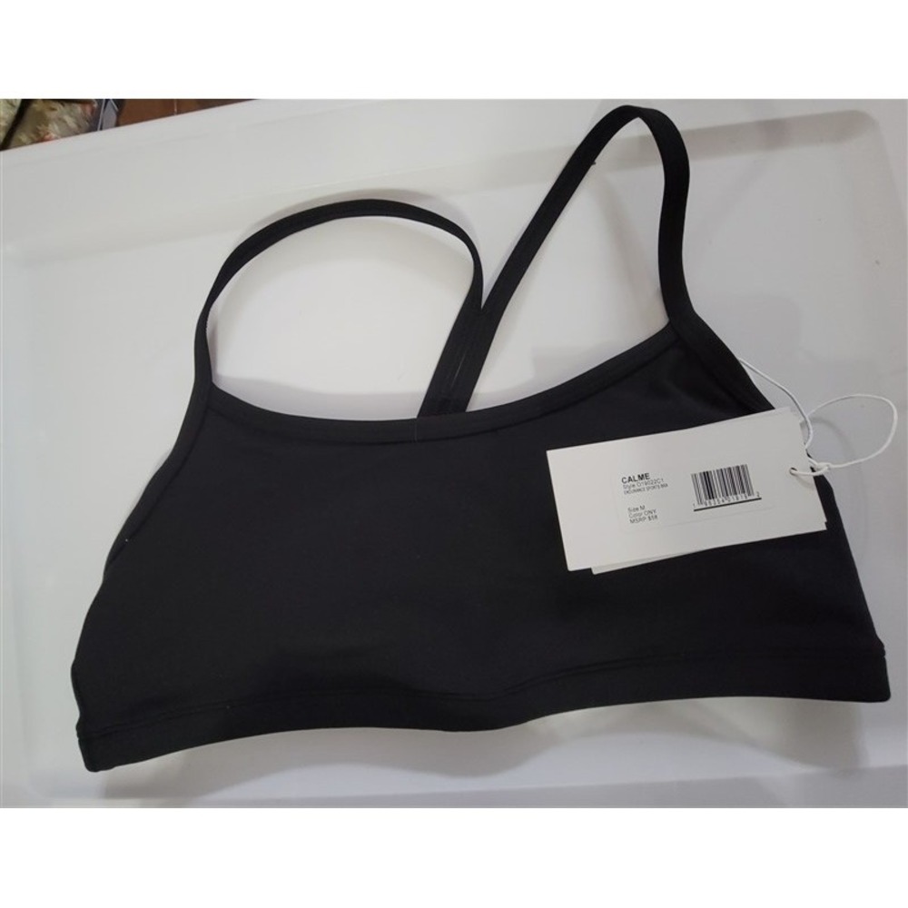 NWT Calme Ease Cross Back Sports Bra L Charcoal 112081